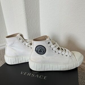 Versace White Palladium High-top Canvas Sneakers 36 IT Authentic